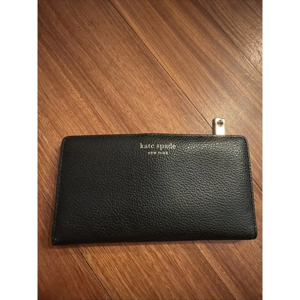 Kate Spade New York Black Leather Wallet Card Holder 6.75